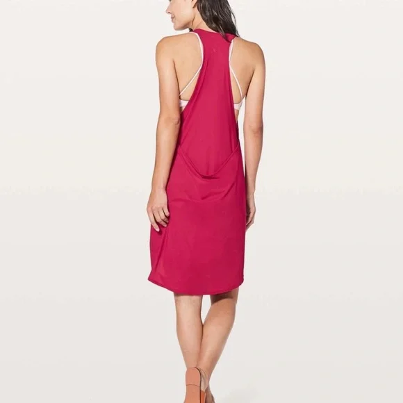 Lululemon Rejuvenate Dress; Ruby Red Casual Wear. - Picture 2 of 10